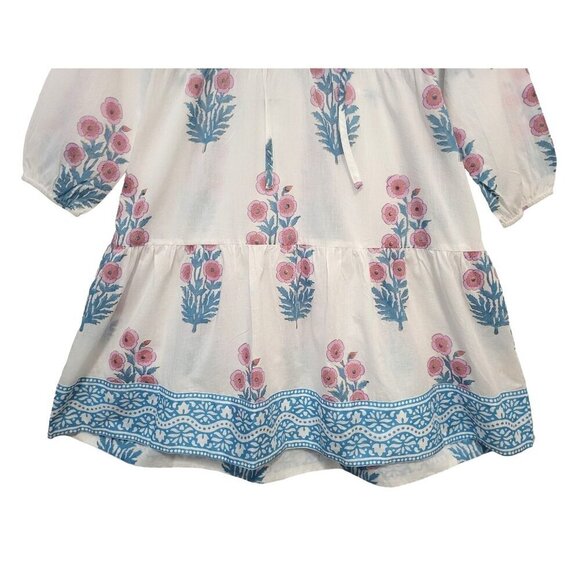 SZ Blockprints x Tuckernuck Priya Cotton Tiered Mini Dress Boho Floral - Picture 6 of 12